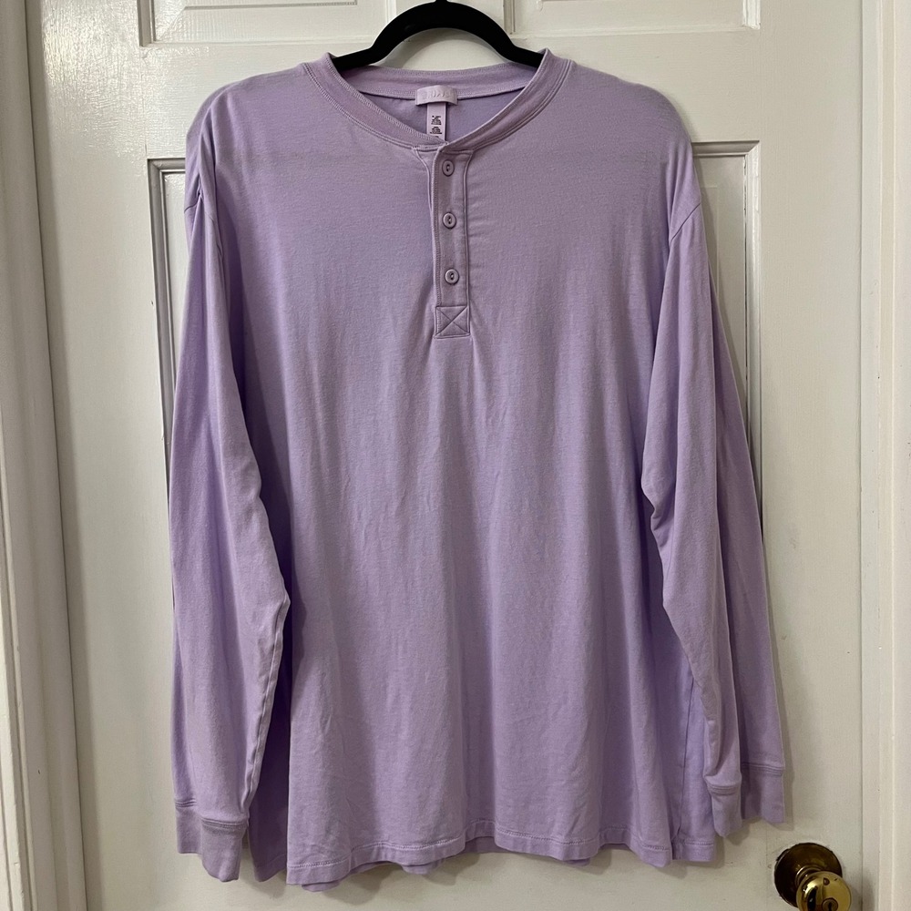 SKIMS Boyfriend Henley Top Small Lilac Purple Long Sleeve Oversized